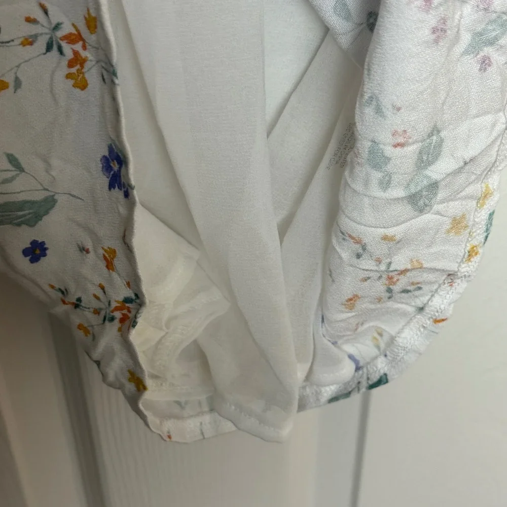 LA Hearts Floral Print Puff Sleeve Square Neck‎ Mini Dress Women's Size M Lined